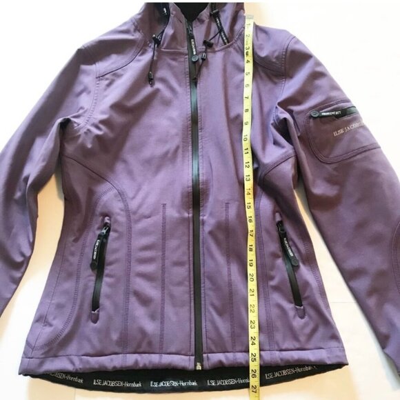 Ilse Jacobsen Sz 10 Purple Hooded Rain Jacket | Softshell | Zip Front EUC - Picture 4 of 9